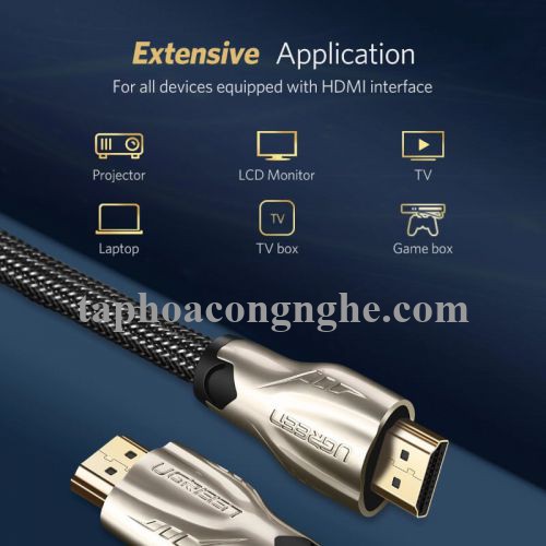 Ugreen 11193 5M màu Đen Cáp tín hiệu HDMI vỏ bọc lưới cao cấp HD102 30011193